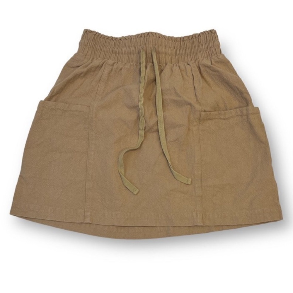 Urban Outfitters Tan Bubble Mini Skirt with Tie Front